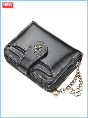 Small Zip Bifold Wallet PU Leather Coin Pocket Mini Purse